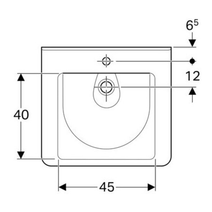 Geberit Lavabo Renova Comfort 60x55 cm, BF, avec HL/sans UL, blanc K-Tect