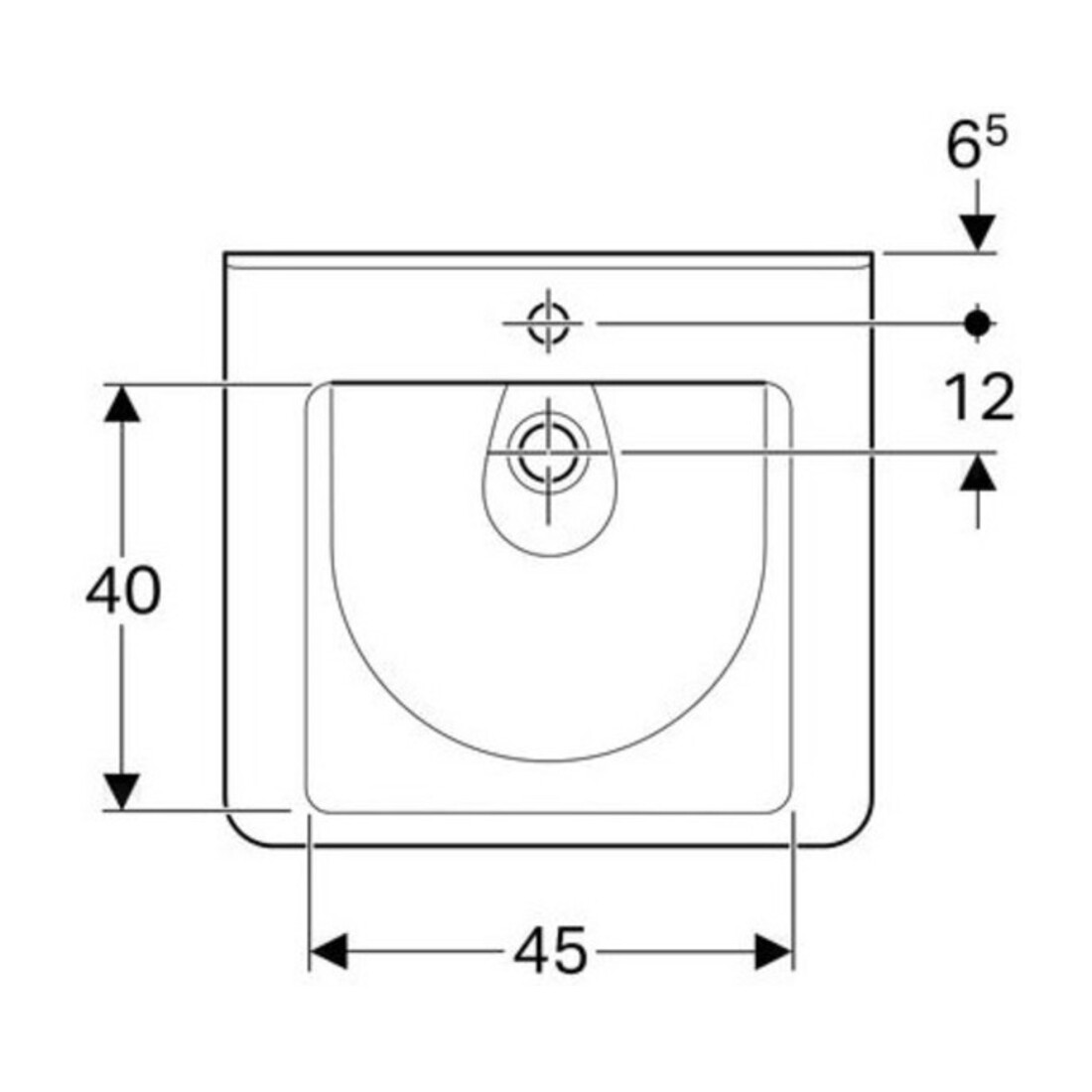 Geberit Lavabo Renova Comfort 60x55 cm, BF, avec HL/sans UL, blanc K-Tect