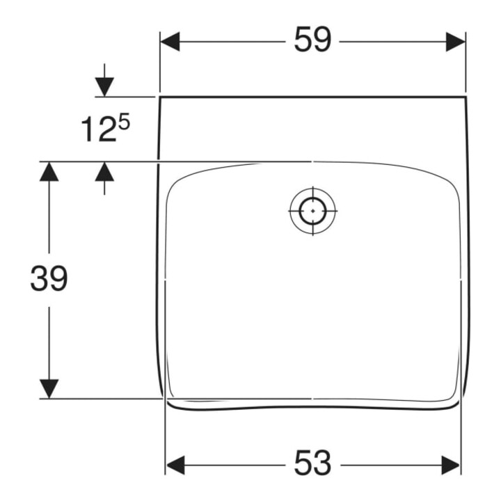 Geberit Lavabo Renova Comfort 60x55 cm, o HL + Ü, BF, bl. K-Tect