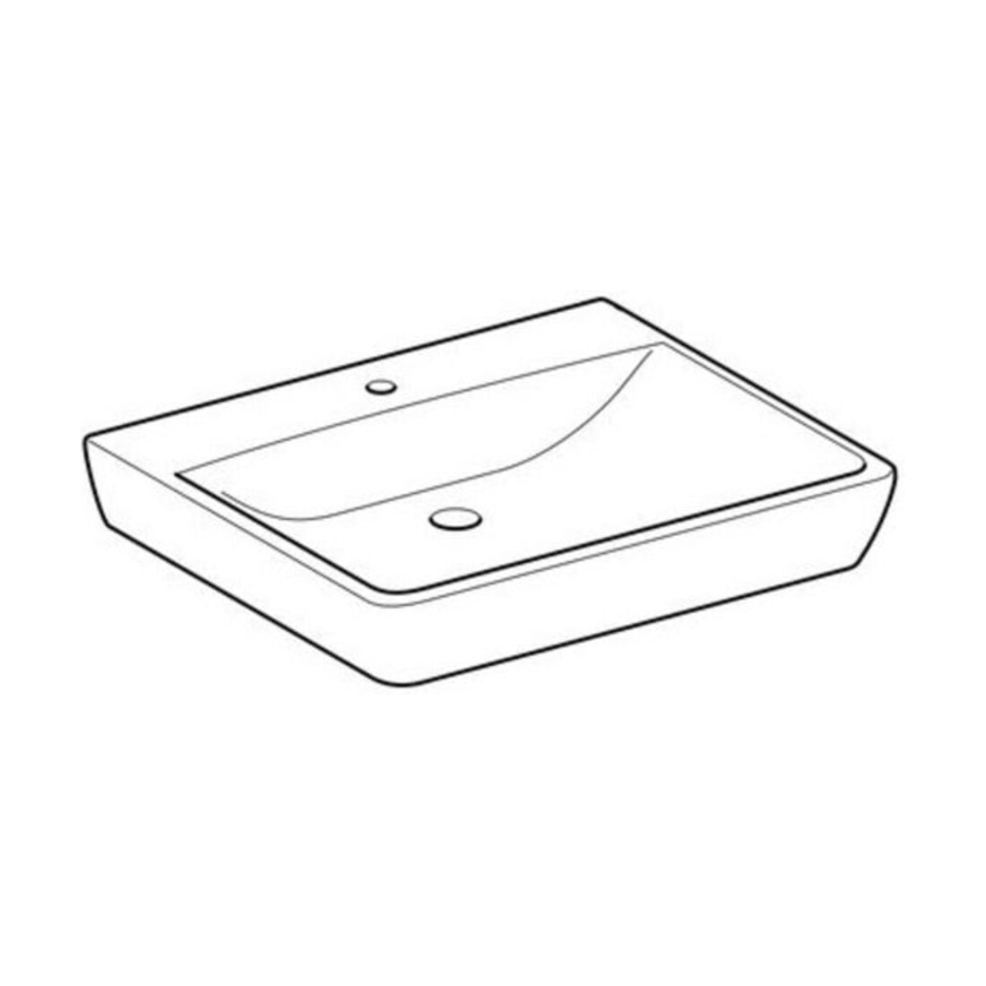 Geberit Lavabo Renova Comfort 65x55 cm, BF, avec robinet, sans trop-plein, blanc K-Tect