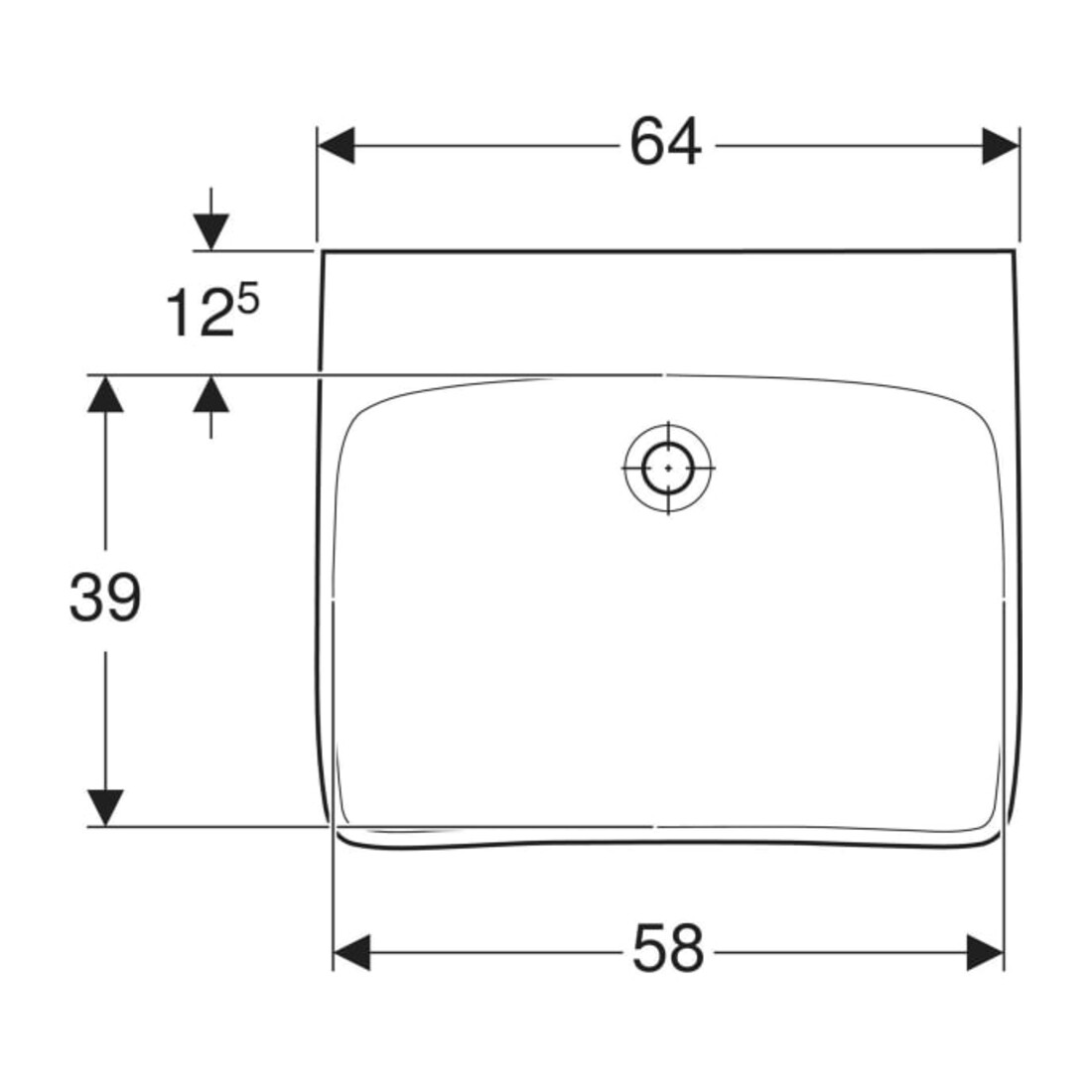 Geberit Lavabo Renova Comfort 65x55 cm, sans trop-plein, sans trop-plein supérieur, accessible, blanc