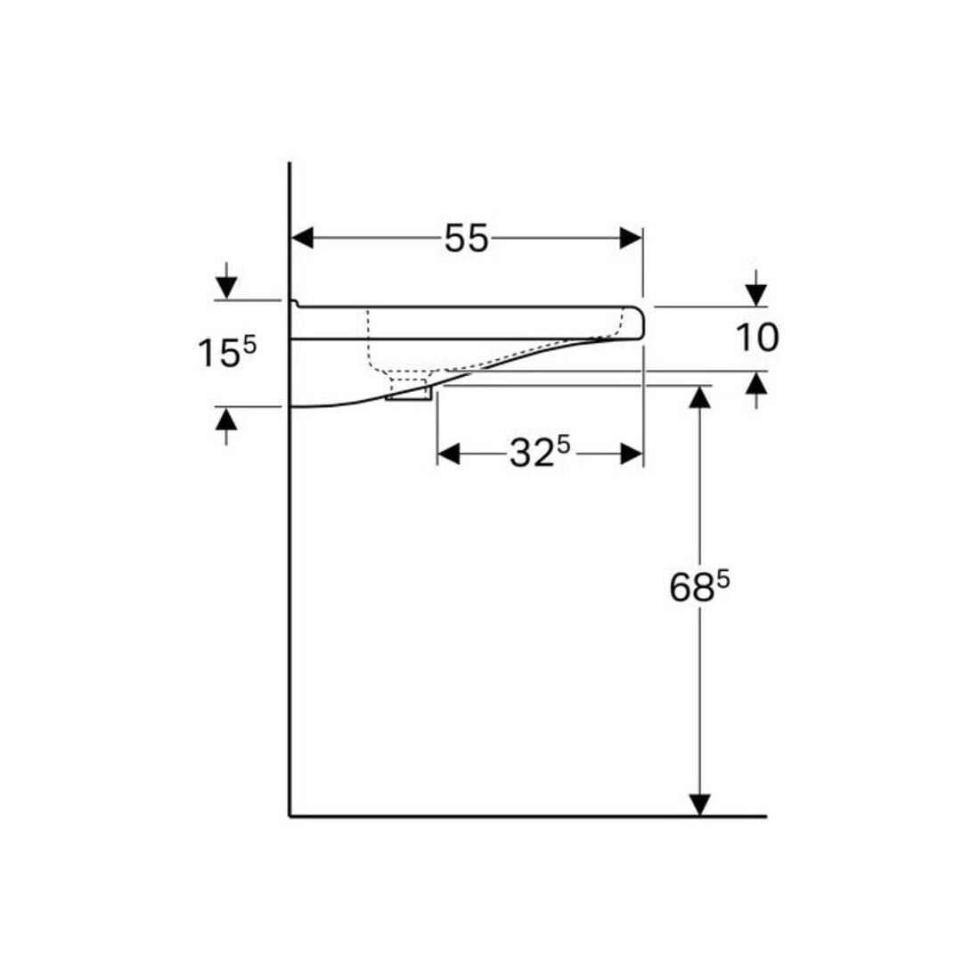 Geberit Lavabo Renova Comfort 75x55 cm, sans obstacle, avec robinet, avec trop-plein, blanc