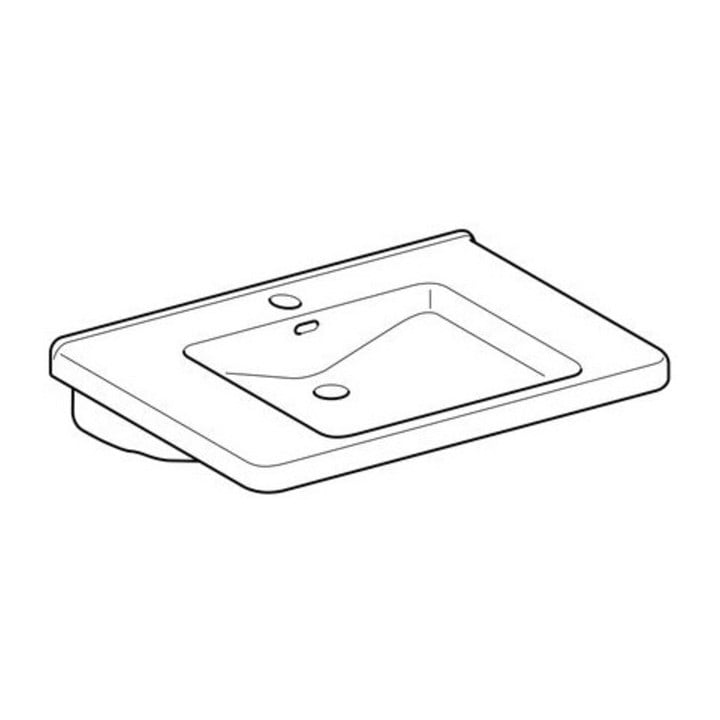 Geberit Lavabo Renova Comfort 75x55 cm, sans obstacle, avec robinet, avec trop-plein, blanc