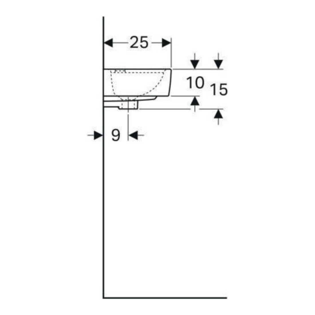 Geberit Lavabo Renova Compact 40x25 cm, avec trop-plein, trou robinet à droite, blanc