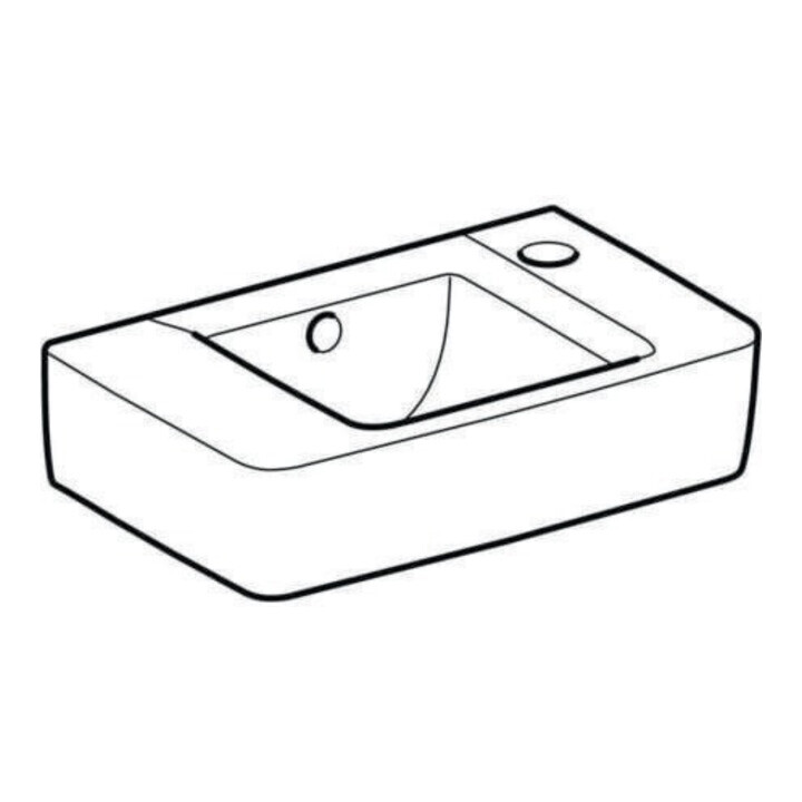 Geberit Lavabo Renova Compact 40x25 cm, avec trop-plein, trou robinet à droite, blanc