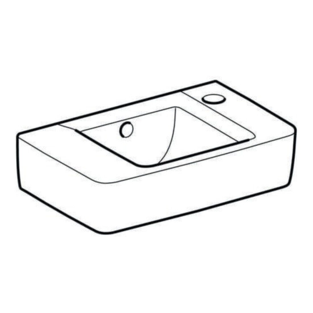 Geberit Lavabo Renova Compact 40x25 cm, avec trop-plein, trou robinet à droite, blanc
