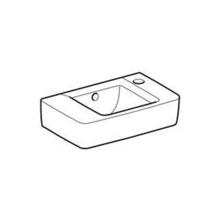 Geberit Lavabo Renova Compact 40x25 cm, avec trop-plein, trou robinet à droite, blanc