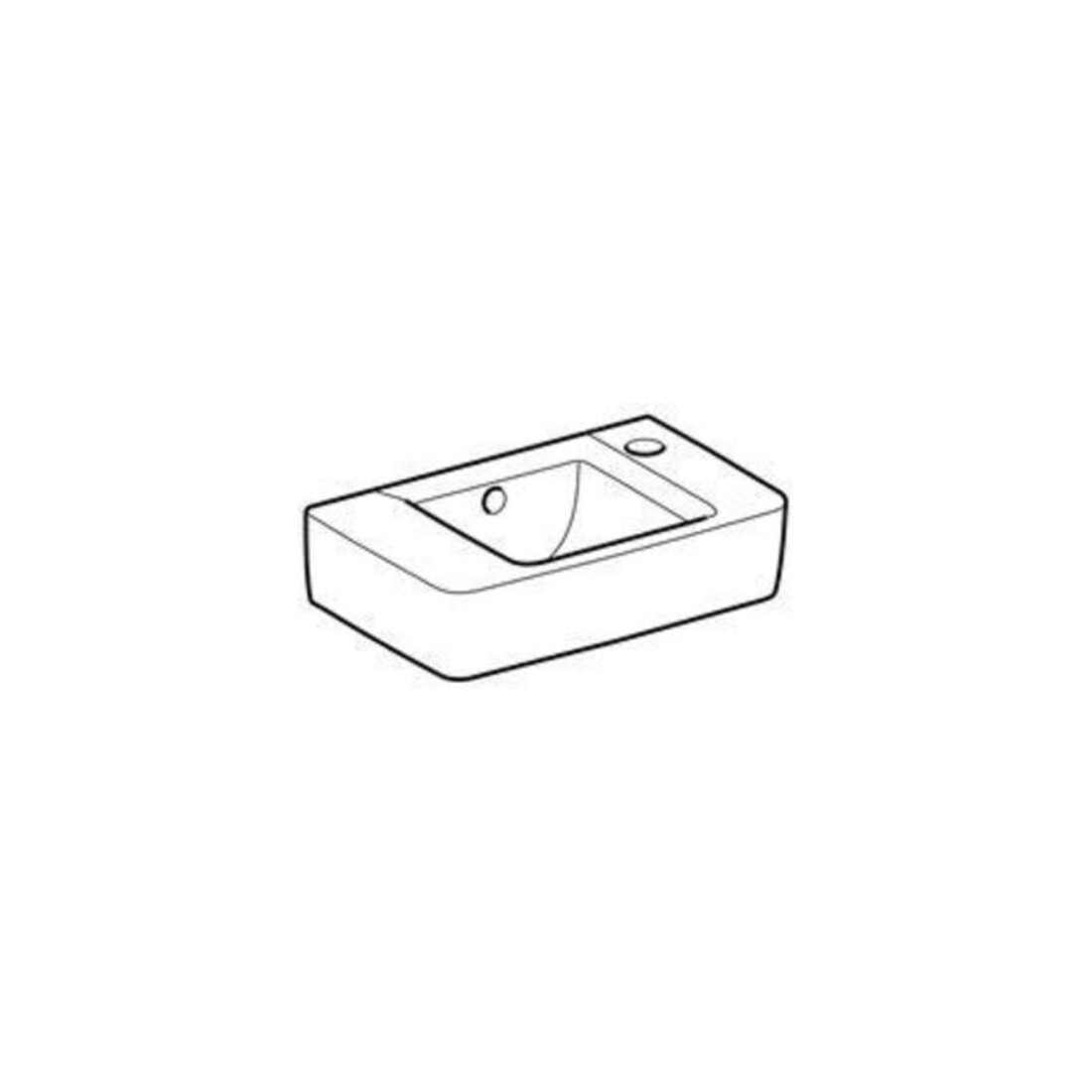 Geberit Lavabo Renova Compact 40x25 cm, avec trop-plein, trou robinet à droite, blanc