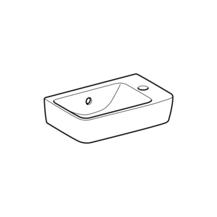 Geberit Lavabo Renova Compact 40x25 cm, évacuation sup., trou robinet à droite, blanc