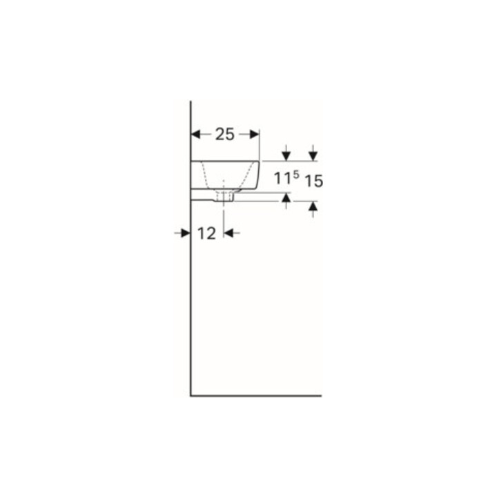 Geberit Lavabo Renova Compact 40x25 cm, évacuation sup., trou robinet à droite, blanc