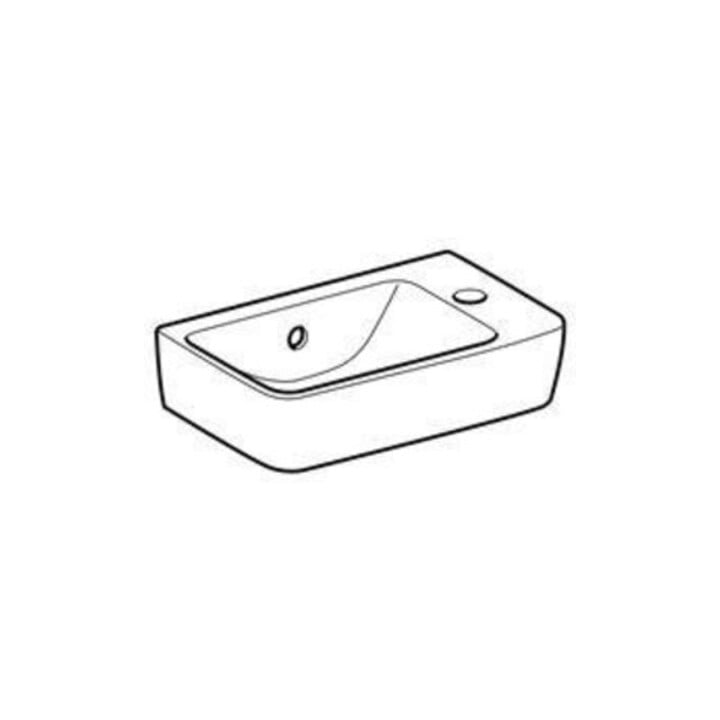 Geberit Lavabo Renova Compact 40x25 cm, évacuation sup., trou robinet à droite, blanc
