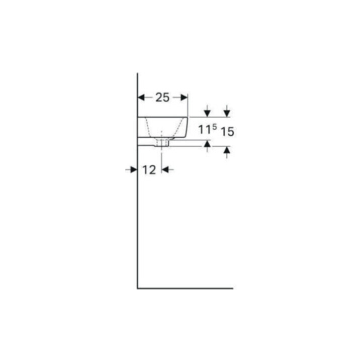 Geberit Lavabo Renova Compact 40x25 cm, évacuation sup., trou robinet à droite, blanc