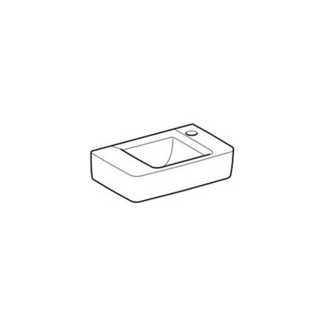 Geberit Lavabo Renova Compact 40x25 cm, sans trop-plein, trou robinet à droite, blanc