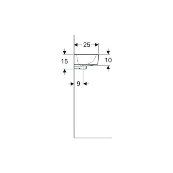 Geberit Lavabo Renova Compact 40x25 cm, sans trou de robinet, avec trop-plein, blanc
