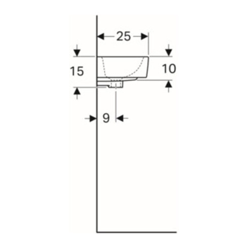 Geberit Lavabo Renova Compact 40x25 cm, sans trou de robinet, avec trop-plein, blanc
