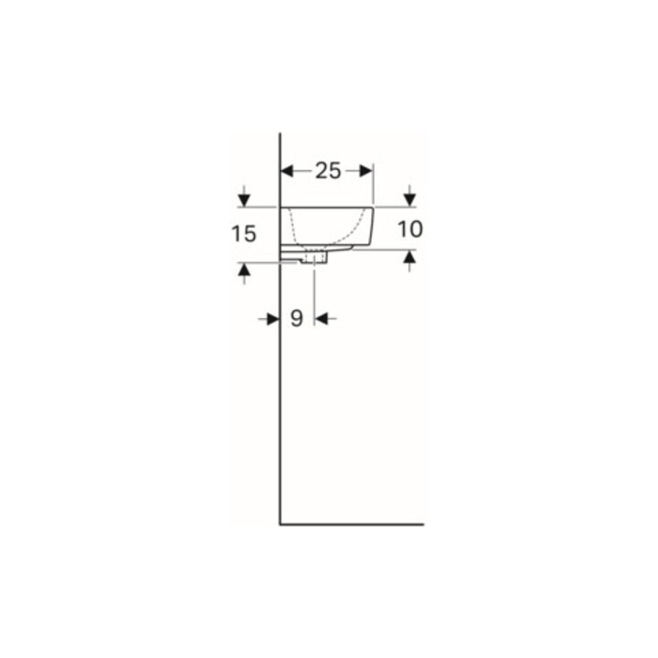 Geberit Lavabo Renova Compact 40x25 cm, sans trou de robinet, avec trop-plein, blanc