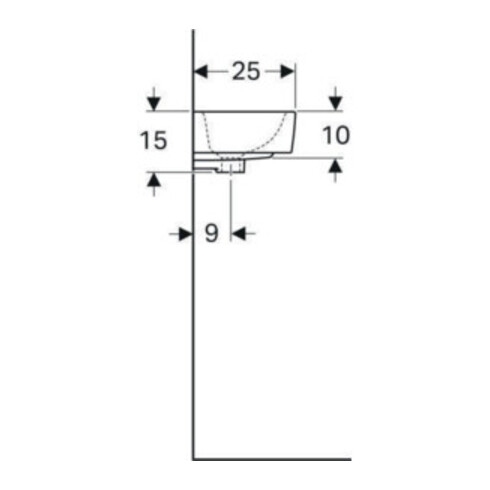Geberit Lavabo Renova Compact 40x25 cm, sans trou de robinet, avec trop-plein, blanc