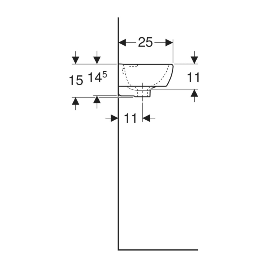 Geberit Lavabo Renova Compact 45x25cm, avec trop-plein, avec robinet, blanc/KeraTe