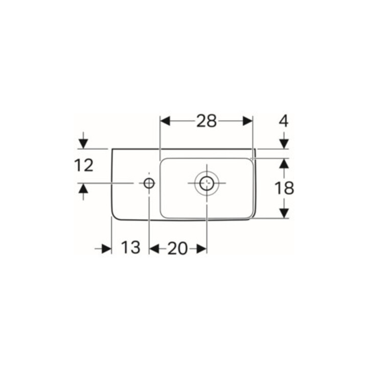 Geberit Lavabo Renova Compact 50x25 cm, mitigeur à gauche, avec trop-plein, blanc