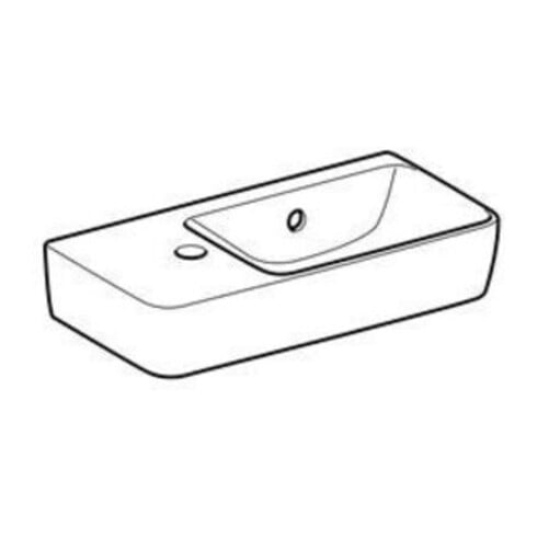 Geberit Lavabo Renova Compact 50x25 cm, mitigeur à gauche, avec trop-plein, blanc