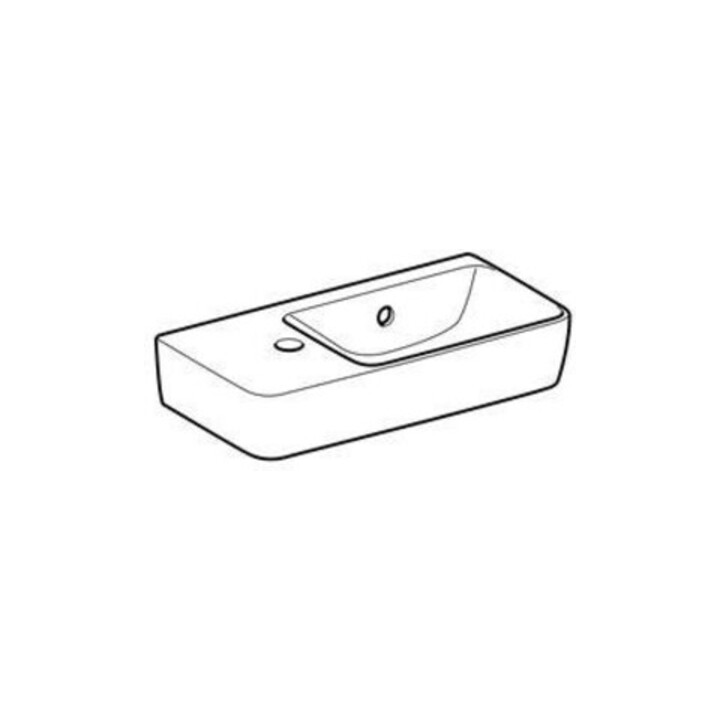 Geberit Lavabo Renova Compact 50x25 cm, mitigeur à gauche, avec trop-plein, blanc