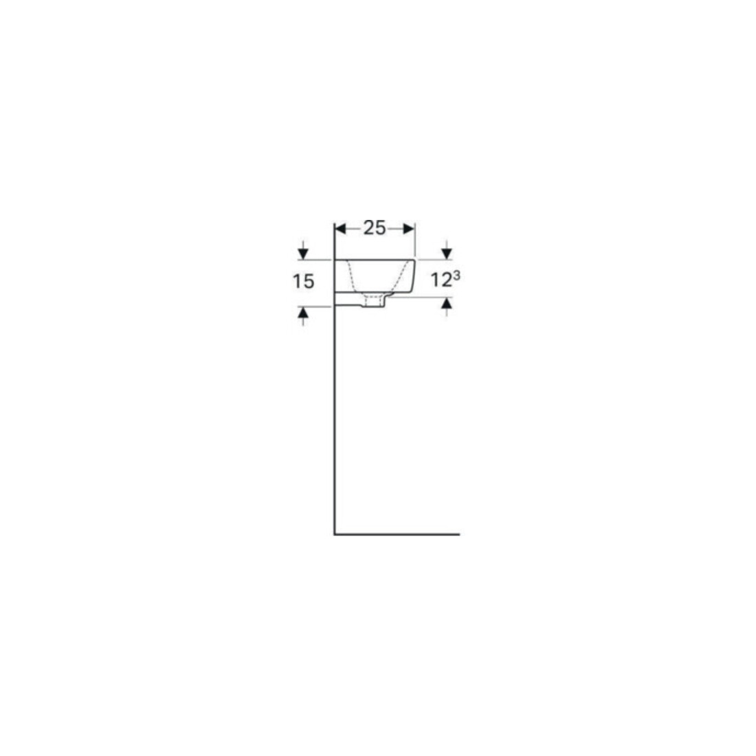 Geberit Lavabo Renova Compact 50x25 cm, mitigeur à gauche, avec trop-plein, blanc