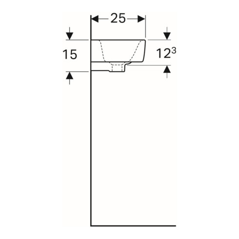 Geberit Lavabo Renova Compact 50x25 cm, mitigeur à gauche, avec trop-plein, blanc