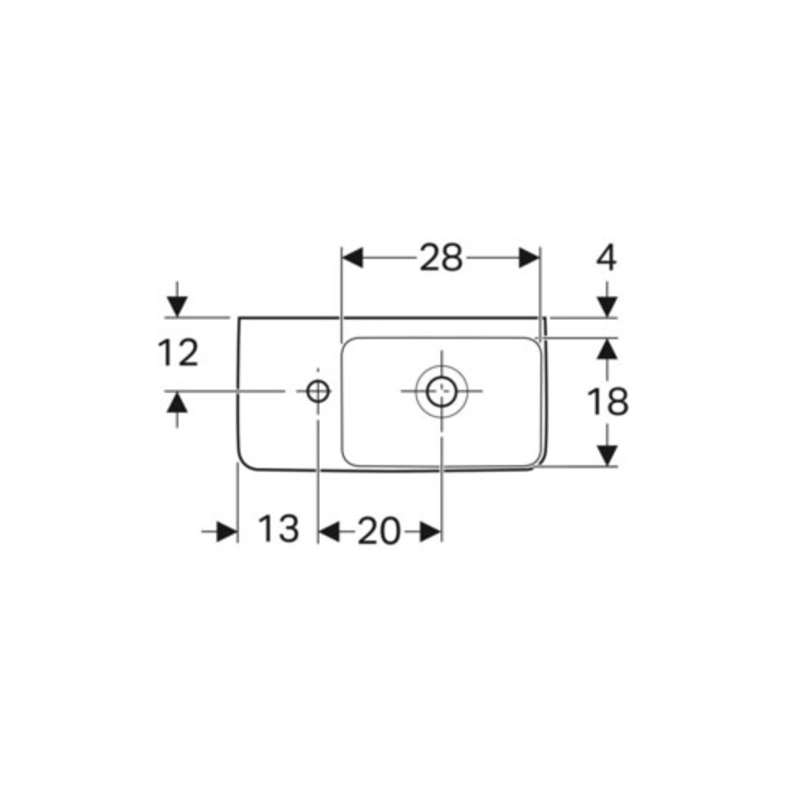Geberit Lavabo Renova Compact 50x25 cm, mitigeur à gauche, avec trop-plein, blanc