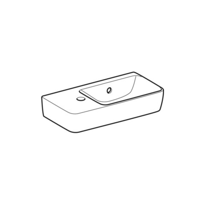 Geberit Lavabo Renova Compact 50x25 cm, mitigeur à gauche, avec trop-plein, blanc