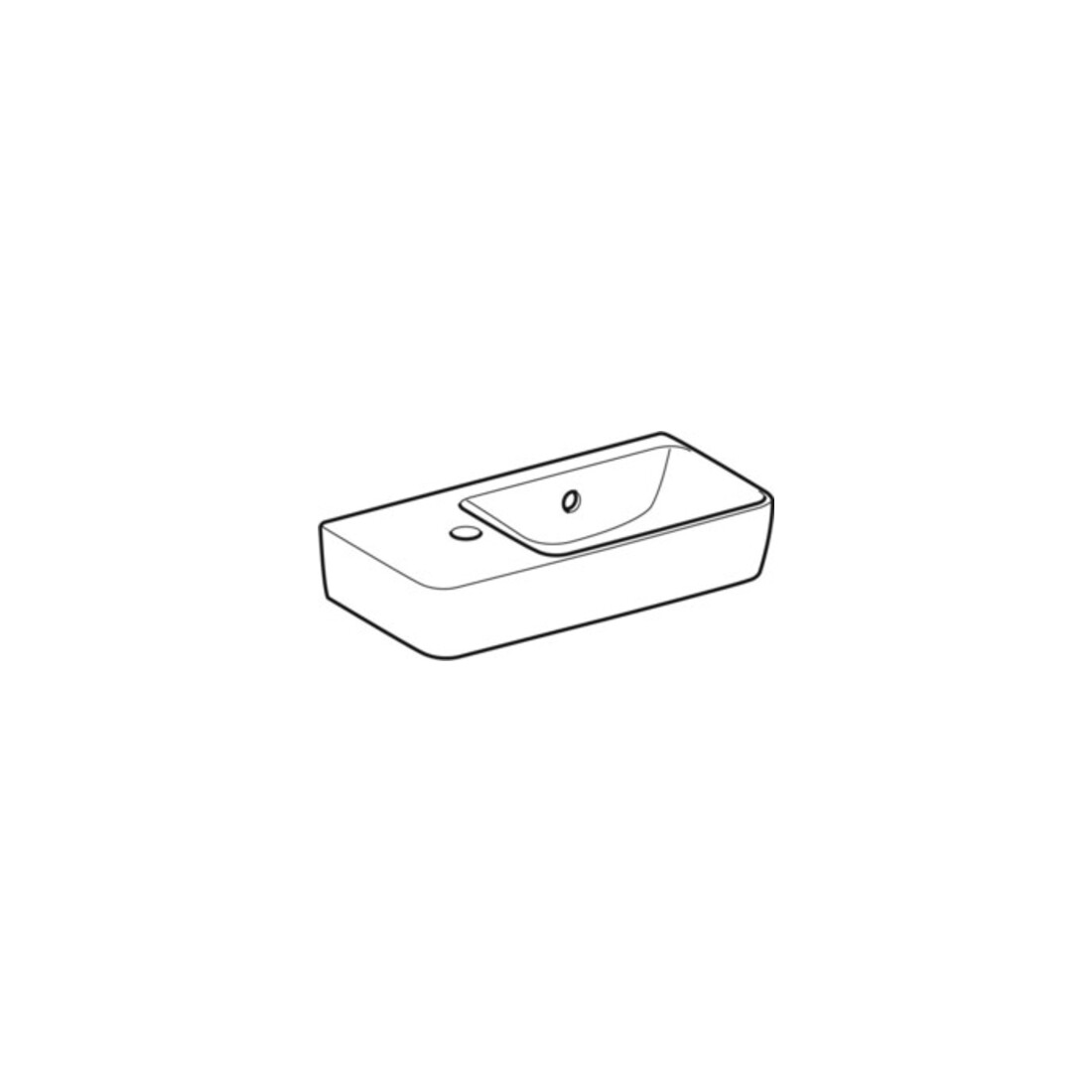 Geberit Lavabo Renova Compact 50x25 cm, mitigeur à gauche, avec trop-plein, blanc