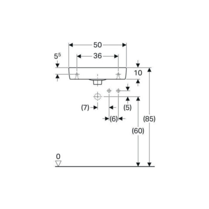Geberit Lavabo Renova Compact 50x25cm, mitigeur à droite, avec trop-plein, blanc