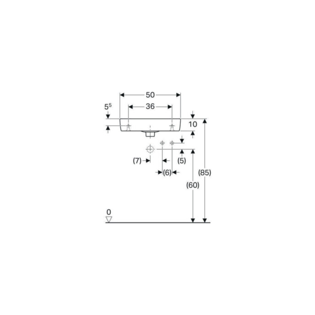 Geberit Lavabo Renova Compact 50x25cm, mitigeur à droite, avec trop-plein, blanc