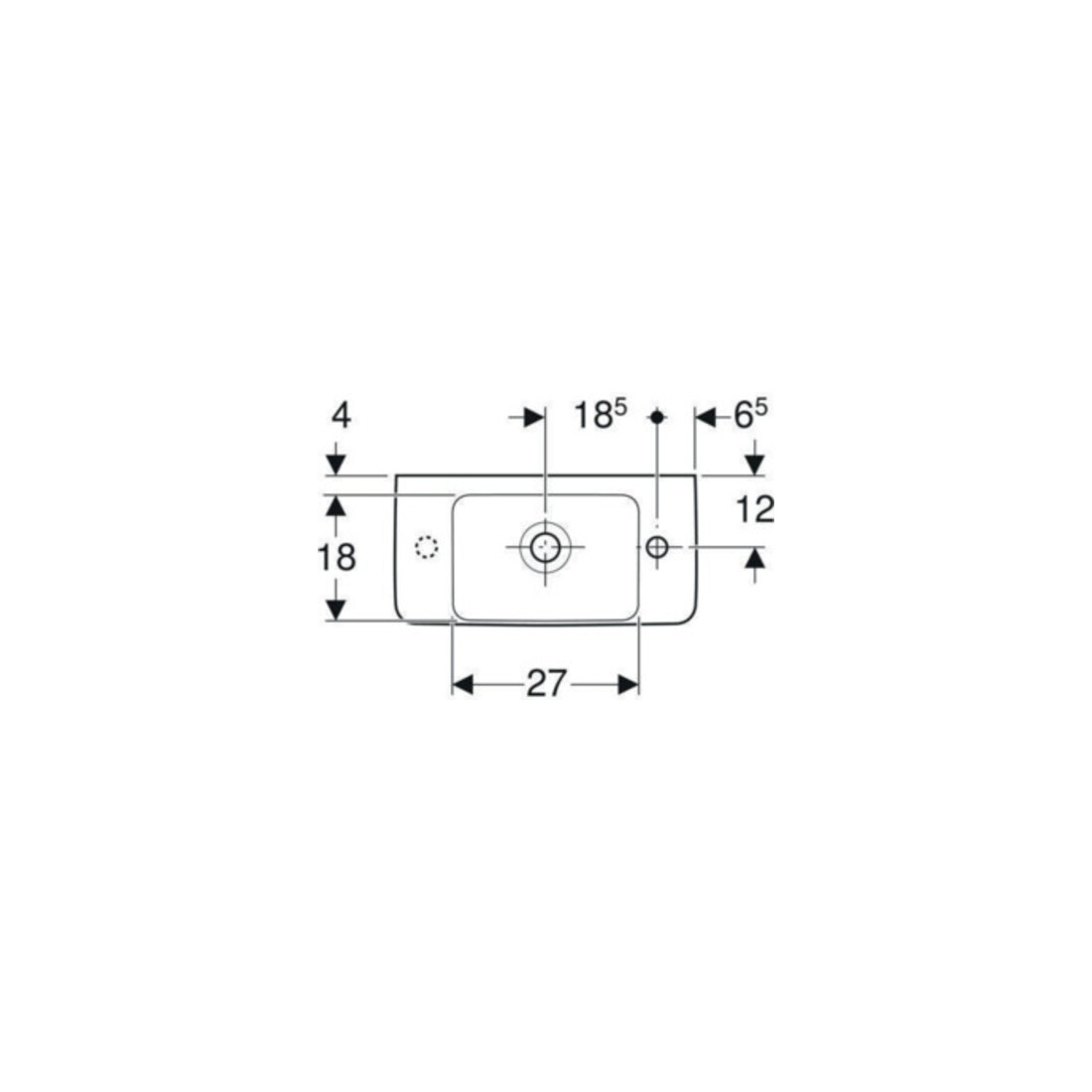 Geberit Lavabo Renova Compact 50x25cm, mitigeur à droite, avec trop-plein, blanc
