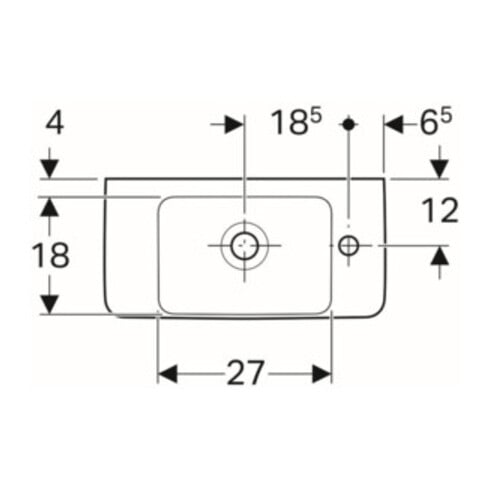 Geberit Lavabo Renova Compact 50x25cm, mitigeur à droite, avec trop-plein, blanc