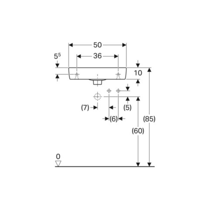 Geberit Lavabo Renova Compact 50x25cm, mitigeur à droite, avec trop-plein, blanc