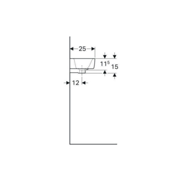 Geberit Lavabo Renova Compact 50x25cm, mitigeur à droite, avec trop-plein, blanc