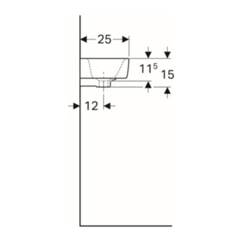 Geberit Lavabo Renova Compact 50x25cm, mitigeur à droite, avec trop-plein, blanc