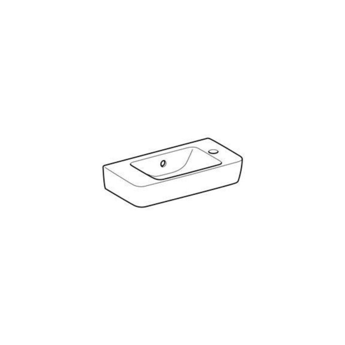 Geberit Lavabo Renova Compact 50x25cm, mitigeur à droite, avec trop-plein, blanc
