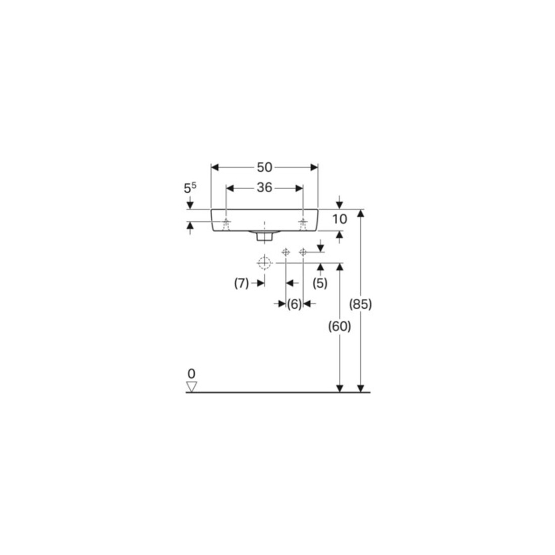 Geberit Lavabo Renova Compact 50x25cm, mitigeur à droite, avec trop-plein, blanc