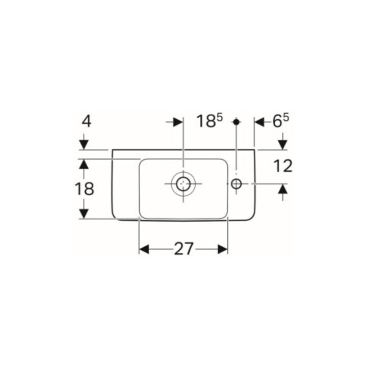Geberit Lavabo Renova Compact 50x25cm, mitigeur à droite, avec trop-plein, blanc
