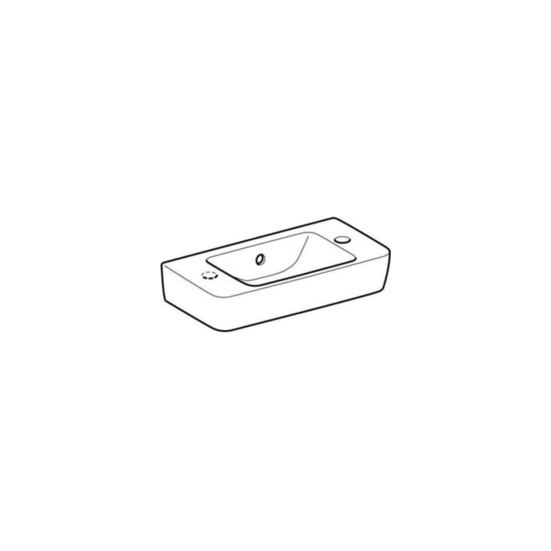 Geberit Lavabo Renova Compact 50x25cm, mitigeur à droite, avec trop-plein, blanc