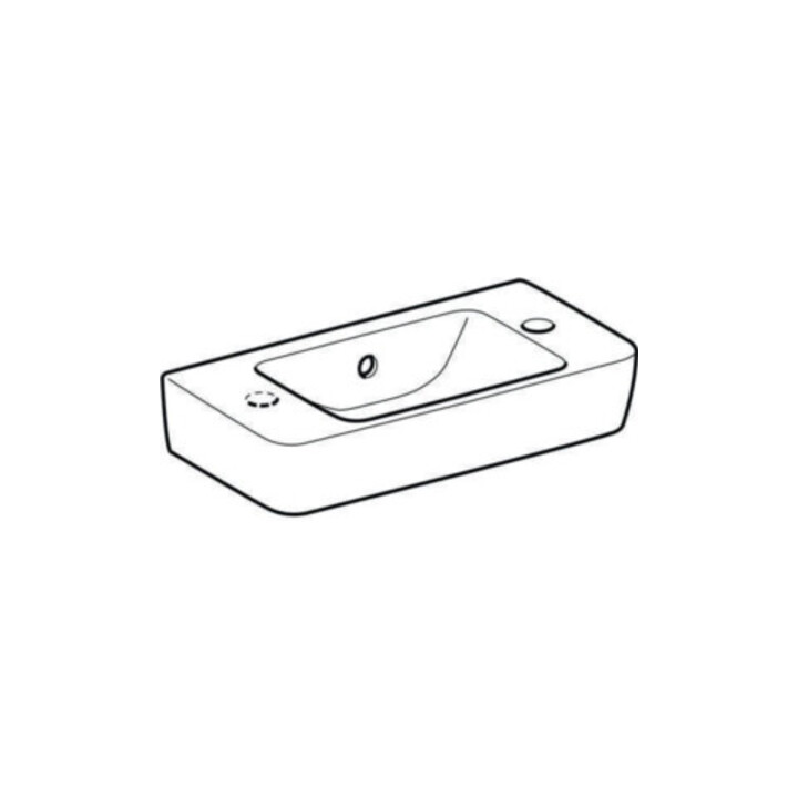Geberit Lavabo Renova Compact 50x25cm, mitigeur à droite, avec trop-plein, blanc
