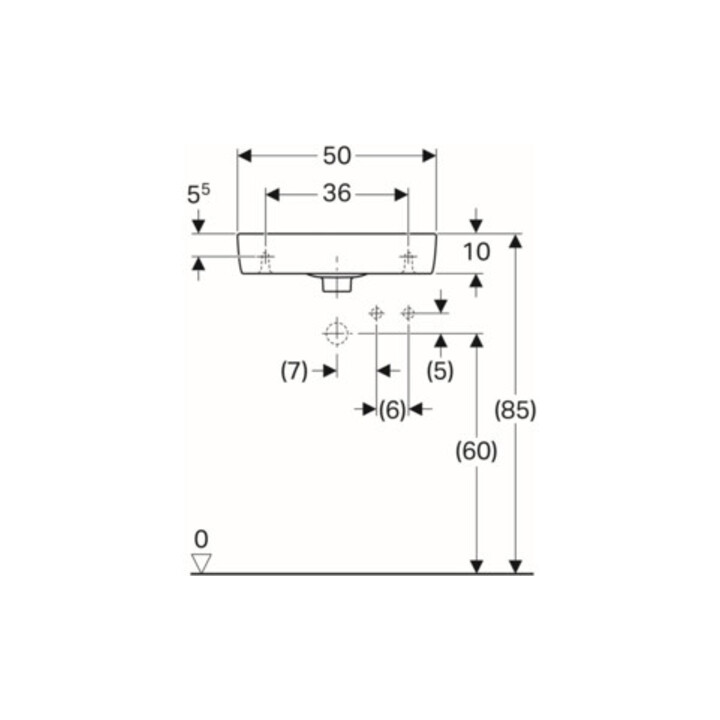 Geberit Lavabo Renova Compact 50x25cm, mitigeur à droite, avec trop-plein, blanc