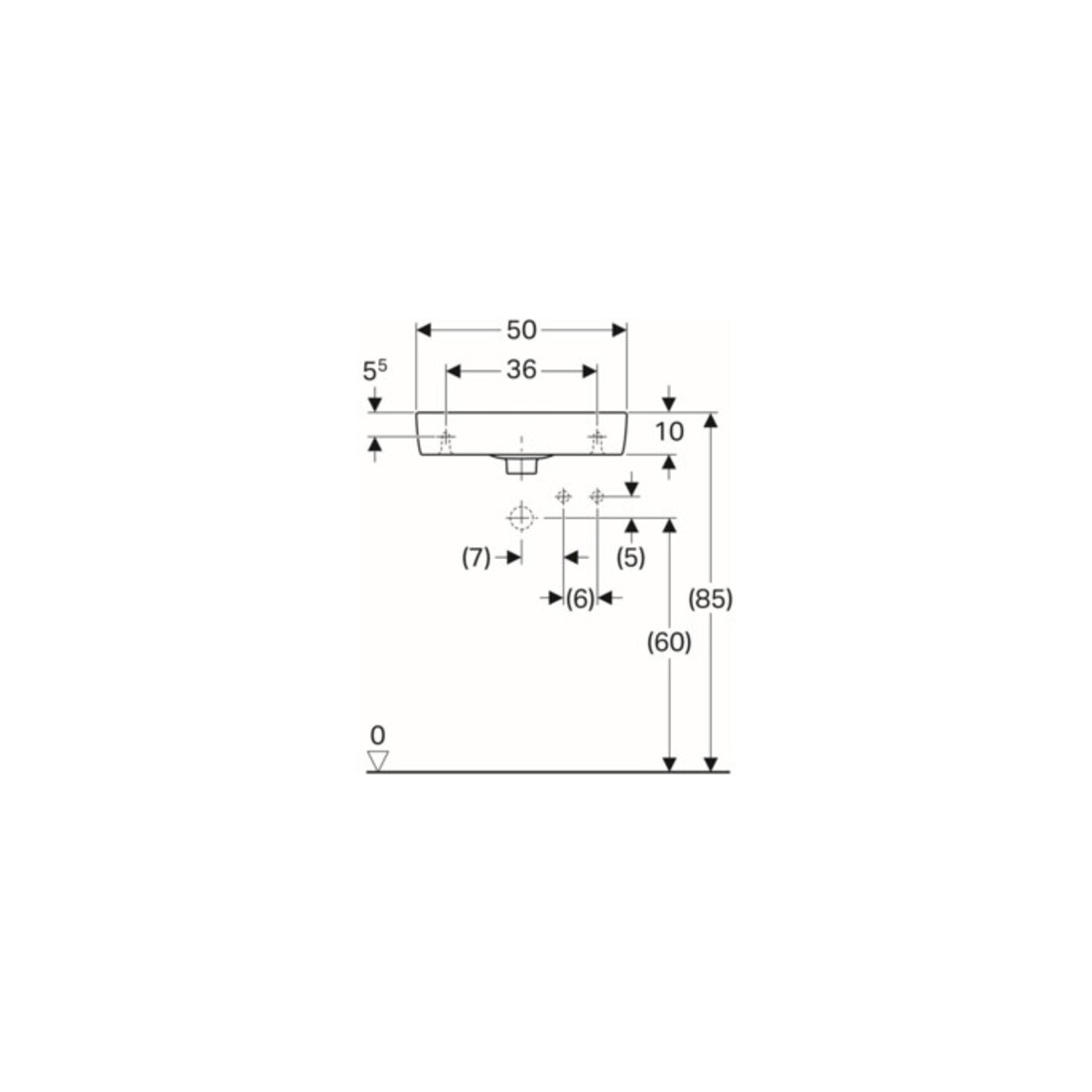 Geberit Lavabo Renova Compact 50x25cm, mitigeur à droite, avec trop-plein, blanc