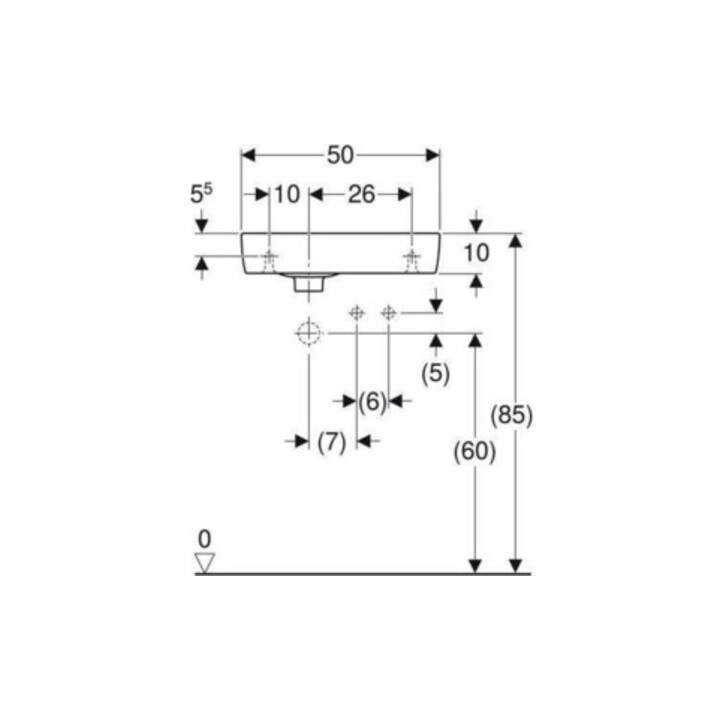 Geberit Lavabo Renova Compact 50x25cm, mitigeur à droite, avec trop-plein, blanc