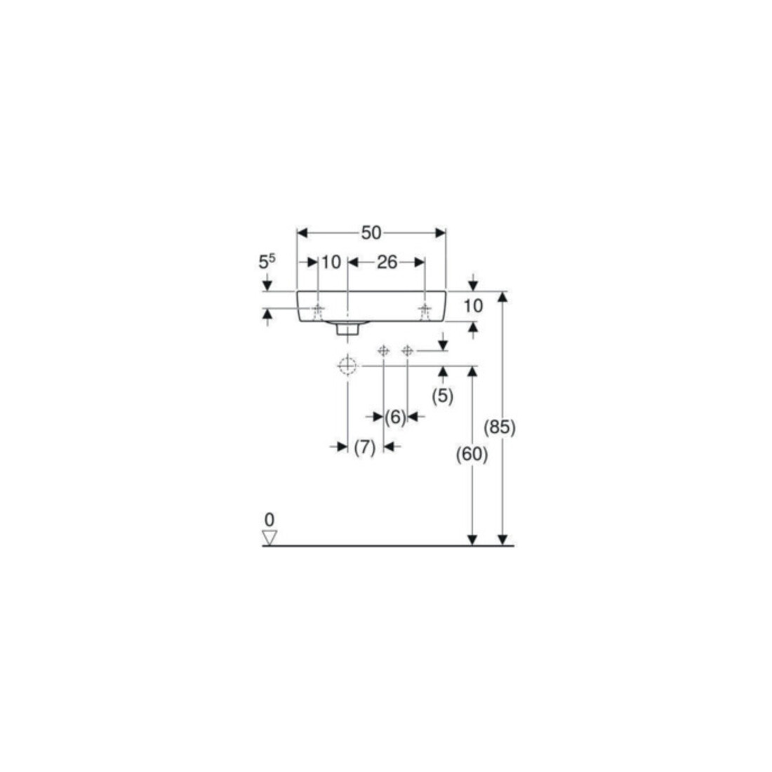 Geberit Lavabo Renova Compact 50x25cm, mitigeur à droite, avec trop-plein, blanc