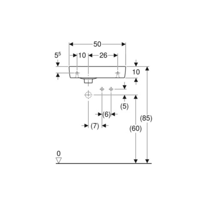 Geberit Lavabo Renova Compact 50x25cm, mitigeur à droite, avec trop-plein, blanc