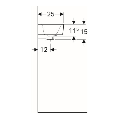 Geberit Lavabo Renova Compact 50x25cm, mitigeur à droite, avec trop-plein, blanc