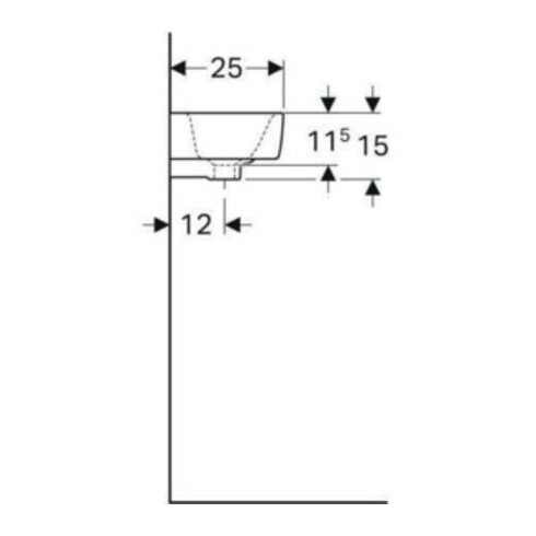 Geberit Lavabo Renova Compact 50x25cm, mitigeur à droite, avec trop-plein, blanc