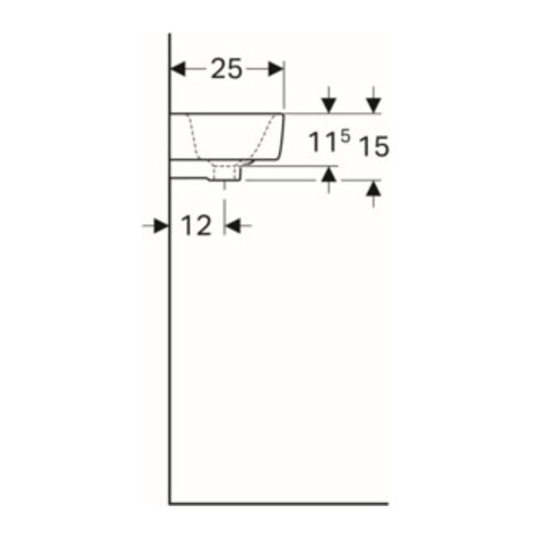 Geberit Lavabo Renova Compact 50x25cm, mitigeur à droite, avec trop-plein, blanc